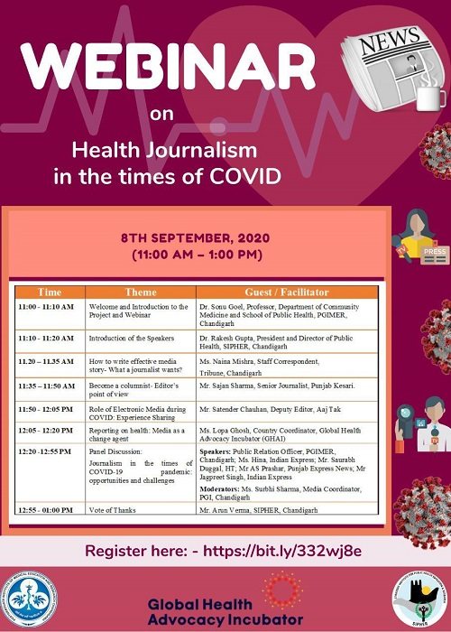 Webinar on Health Journalism in the times of COVID