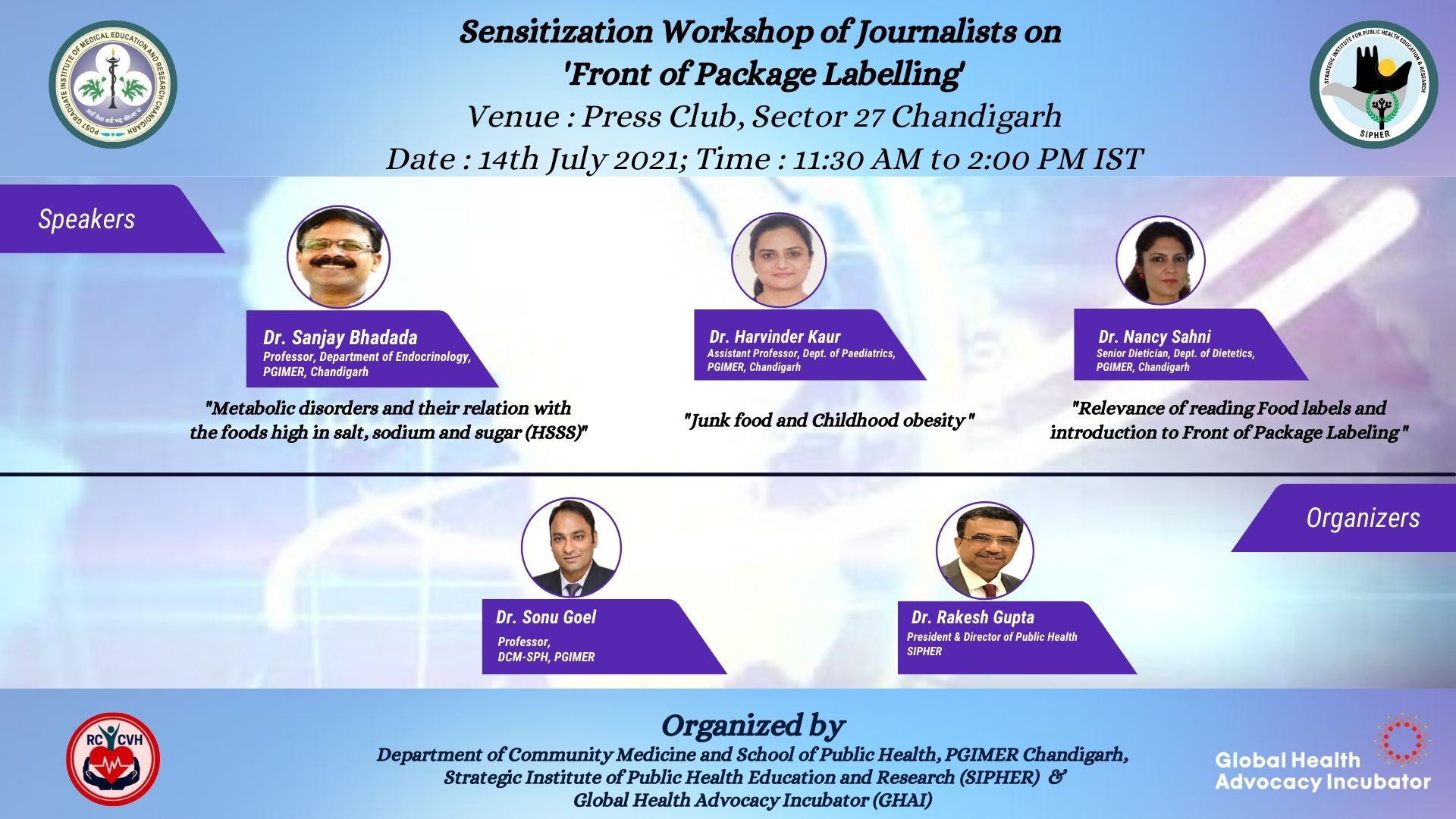 Sensitization Workshop of Journalists on ‘Front of Package Labelling’ 14th July 2021