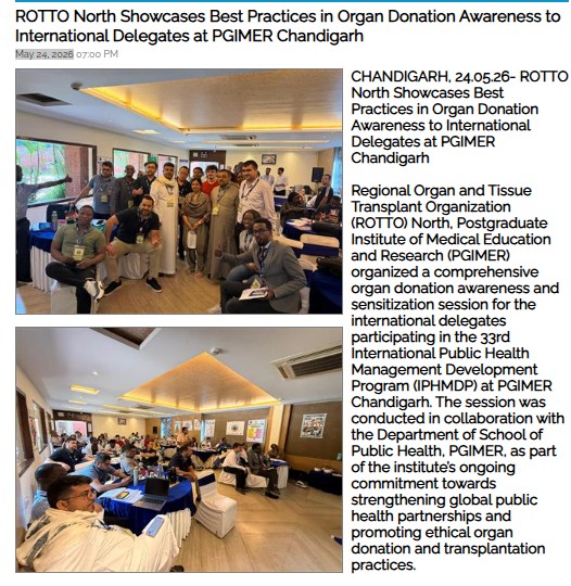ROTTO North Showcases Best Practices in Organ Donation Awareness to International Delegates at PGIMER Chandigarh