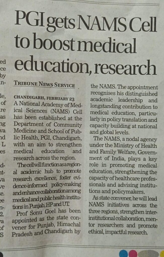 PGI gets NAMS Cell to boost medical education, research