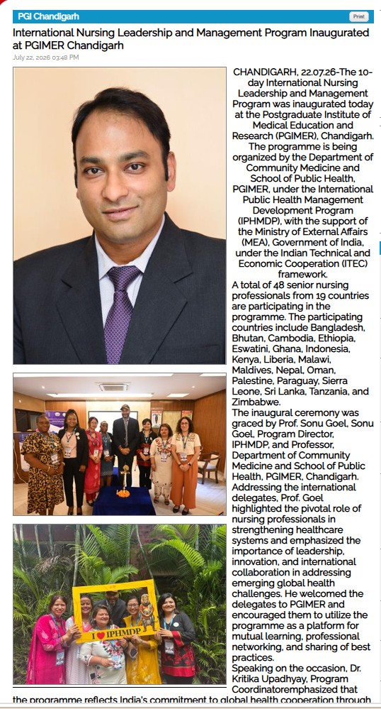 International Nursing Leadership and Management Program Inaugurated at PGIMER Chandigarh