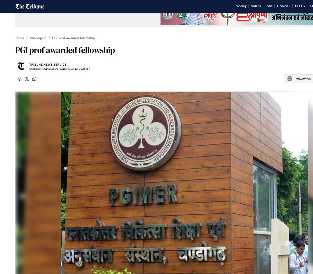 PGI Prof. (Dr.) Sonu Goel awarded fellowship